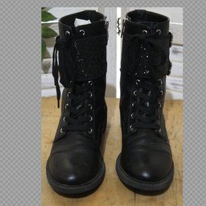 sam edelman lace up black glitter boots (72)🦋